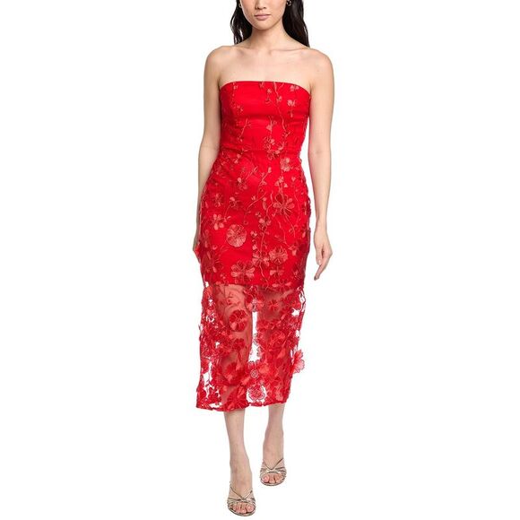 Sam Edelman Dresses & Skirts - Sam Edelman Womens  3D Rose Strapless Midi Dress, Red